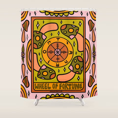 10. Wheel of Fortune Mushroom Shower Curtain