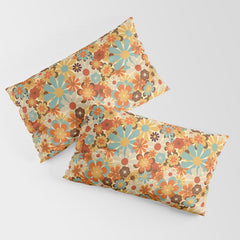 70's Retro Floral Patterned Prints Pillow Sham
