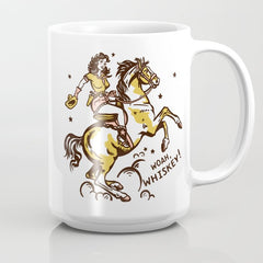 "Woah Whiskey" Western Pin Up Cowgirl & Her Horse Coffee Mug