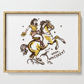 "Woah Whiskey" Western Pin Up Cowgirl & Her Horse Serving Tray