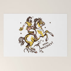 "Woah Whiskey" Western Pin Up Cowgirl & Her Horse Welcome Mat