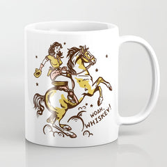 "Woah Whiskey" Western Pin Up Cowgirl & Her Horse Coffee Mug