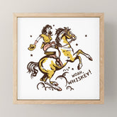 "Woah Whiskey" Western Pin Up Cowgirl & Her Horse Mini Art Print