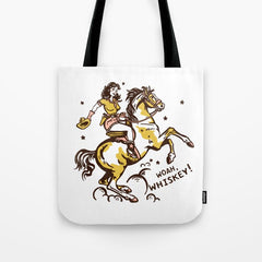 "Woah Whiskey" Western Pin Up Cowgirl & Her Horse Tote Bag