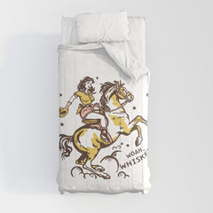 "Woah Whiskey" Western Pin Up Cowgirl & Her Horse Comforter