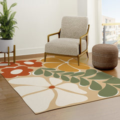 70s boho botanical flowers Rug
