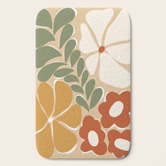70s boho botanical flowers Bath Mat