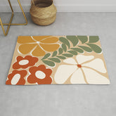 70s boho botanical flowers Rug