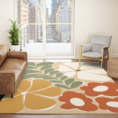 70s boho botanical flowers Rug