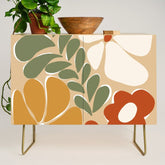 70s boho botanical flowers Credenza