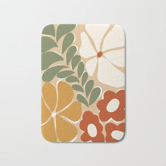 70s boho botanical flowers Bath Mat