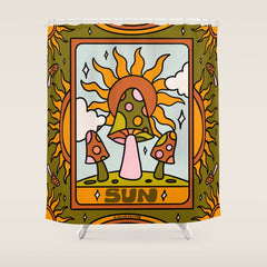 19. Sun Tarot Mushroom Shower Curtain