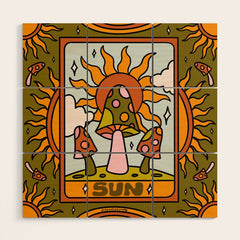 19. Sun Tarot Mushroom Wood Wall Art
