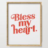 "Bless My Heart" Funny & Cute Red Typography Design Serving Tray
