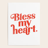 "Bless My Heart" Funny & Cute Red Typography Design Poster