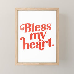 "Bless My Heart" Funny & Cute Red Typography Design Mini Art Print