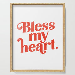 "Bless My Heart" Funny & Cute Red Typography Design Serving Tray