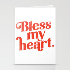 "Bless My Heart" Funny & Cute Red Typography Design Stationery Card