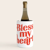 "Bless My Heart" Funny & Cute Red Typography Design Wine Chiller