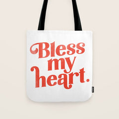 "Bless My Heart" Funny & Cute Red Typography Design Tote Bag