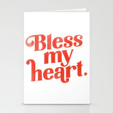 "Bless My Heart" Funny & Cute Red Typography Design Stationery Card