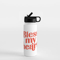 "Bless My Heart" Funny & Cute Red Typography Design Water Bottle