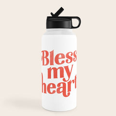 "Bless My Heart" Funny & Cute Red Typography Design Water Bottle