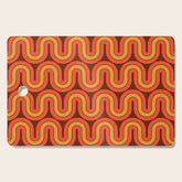 70s Retro Vintage Style Geometric Pattern Autumn Brown Orange and Yellow Cutting Board
