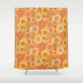 70s Retro Daisy Floral Shower Curtain