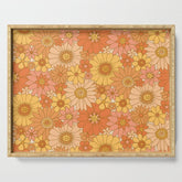 70s Retro Daisy Floral Serving Tray