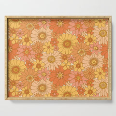 70s Retro Daisy Floral Serving Tray