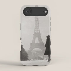 1920 Woman at the Gate, Eiffel Tower black and white photography / jazz age black & white photograph iPhone Case