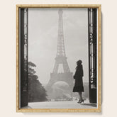 1920 Woman at the Gate, Eiffel Tower black and white photography / jazz age black & white photograph Serving Tray