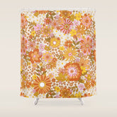 70s Floral Pattern Shower Curtain