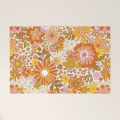70s Floral Pattern Welcome Mat
