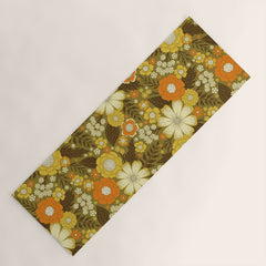 1970s Retro/Vintage Floral Pattern Yoga Mat