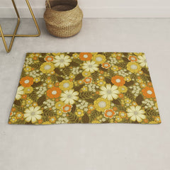 1970s Retro/Vintage Floral Pattern Rug