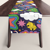 60s 70s psychedelic Modern Christmas Confetti Pattern Table Runner