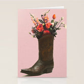 A Cowboy Boot With Spring Bouquet Stationery Card