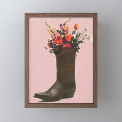 A Cowboy Boot With Spring Bouquet Mini Art Print