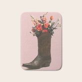 A Cowboy Boot With Spring Bouquet Bath Mat