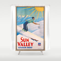 1940 Sun Valley Union Pacific Poster Shower Curtain