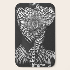 0622-JAL Heart Shape Pattern on Breasts and Nude Body Abstracted by Optical Patten Bath Mat