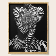 0622-JAL Heart Shape Pattern on Breasts and Nude Body Abstracted by Optical Patten Serving Tray