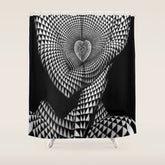0622-JAL Heart Shape Pattern on Breasts and Nude Body Abstracted by Optical Patten Shower Curtain