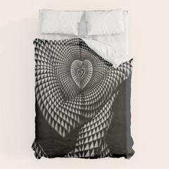 0622-JAL Heart Shape Pattern on Breasts and Nude Body Abstracted by Optical Patten Duvet Cover