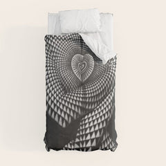 0622-JAL Heart Shape Pattern on Breasts and Nude Body Abstracted by Optical Patten Duvet Cover