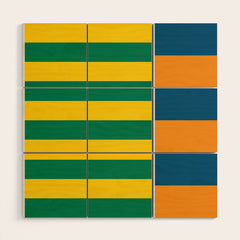 1970s Retro Stripes Wood Wall Art