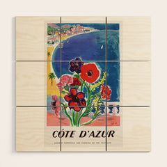 1947 FRANCE Cote d'Azur Travel Poster Wood Wall Art