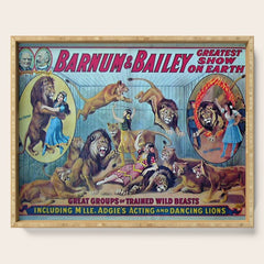 1910 Barnum & Bailey Circus Dancing Lions - M'lle Adgi's Acting Vintage Poster Serving Tray